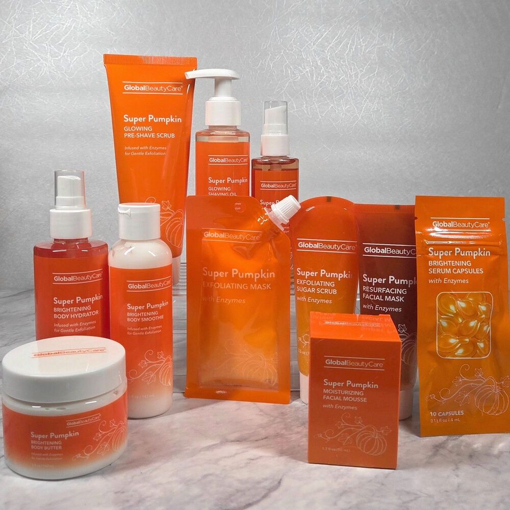 Global Beauty Care Super Pumpkin 11-Piece Face Body Shaving Skincare Bundle